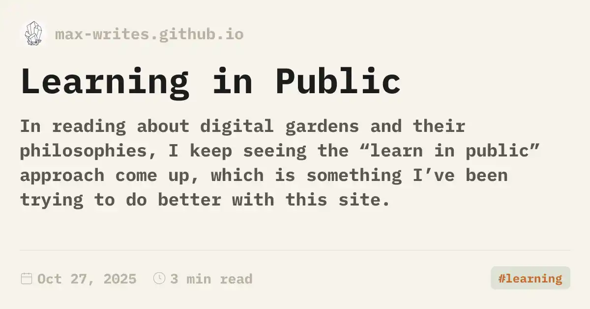 Learning in Public